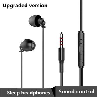 Meuyag 3.5Mm Bedrade Koptelefoon Sport Oorhaakje Muziek Slaap Headset Met Microfoon Voor Huawei Xiaomi Smartphone Volume controle zwart