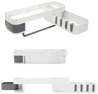 MEW Hoek Douche Plank Badkamer Shampoo Douche Plank Houder Keuken Opslag Rack Organizer Wandmontage Badkamer Accessoires wit grijs