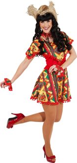 Mexicaanse Jurk Dames Rood Rood - Zalm, Multikleur - Print