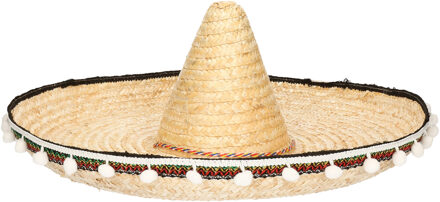 Mexicaanse sombrero hoed - 60 cm - stro - volwassenen - verkleed hoeden - Carnaval Naturel