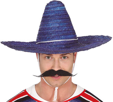 Mexicaanse Sombrero - hoed voor heren - carnaval/verkleed accessoires - blauw