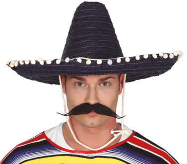 Mexicaanse Sombrero hoed voor heren - carnaval/verkleed accessoires - donkerpaars - met ornamenten