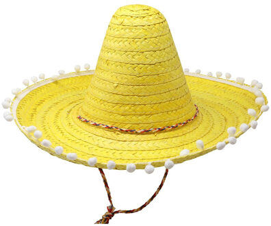 Mexicaanse Sombrero hoed voor heren - carnaval/verkleed accessoires - geel - met ornamenten