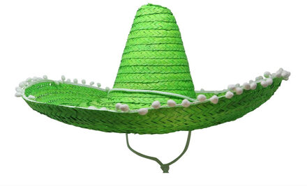 Mexicaanse Sombrero hoed voor heren - carnaval/verkleed accessoires - groen - met ornamenten