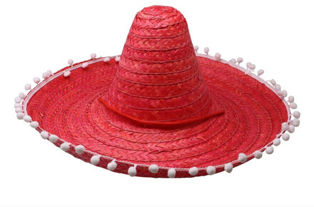 Mexicaanse Sombrero hoed voor heren - carnaval/verkleed accessoires - rood - met ornamenten