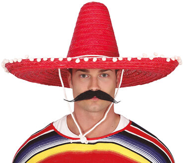 Mexicaanse Sombrero hoed voor heren - carnaval/verkleed accessoires - rood - met ornamenten