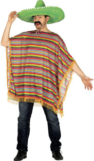 Mexicaanse verkleed poncho - gestreept - one size 52-54 - Verkleedkleding voor volwassenen One size