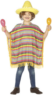 Mexicaanse verkleed poncho - gestreept - one size - Verkleedkleding voor kinderen