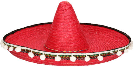 Mexicaanse verkleed sombrero hoed - rood - 60 cm - voor volwassenen - Carnaval hoeden