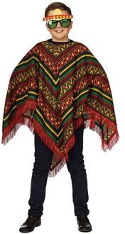 Mexicaanse verkleedkleding - poncho - voor kinderen - one size - gekleurd One size