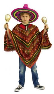 Mexicaanse verkleedkleding - poncho - voor kinderen - one size - gekleurd