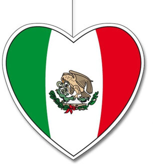 Mexico/Mexicaanse vlag thema hangdecoratie hartje 28 cm