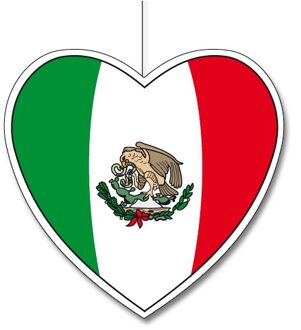 Mexico/Mexicaanse vlag thema hangdecoratie hartje 28 cm