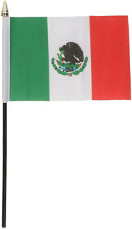Mexico - mini vlaggetje van 10 x 15 cm op stokje - Landen vlag - H27 cm Multi