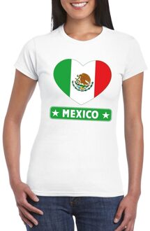 Mexico t-shirt met mexicaanse vlag in hart wit dames xl