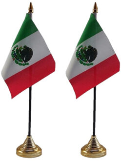 Mexico tafelvlaggetjes - 4x stuks - 10 x 15 cm - met gouden standaard - H27 cm - versiering