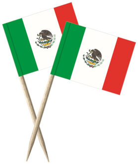 Mexico vlaggetjes mini prikkers - 150x stuks - 8 cm - Landen decoratie - papier - cocktailprikkers