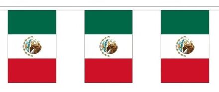 Mexico vlaggetjes vlaggenlijn - 300 cm - landen slingers versiering - polyester Multi