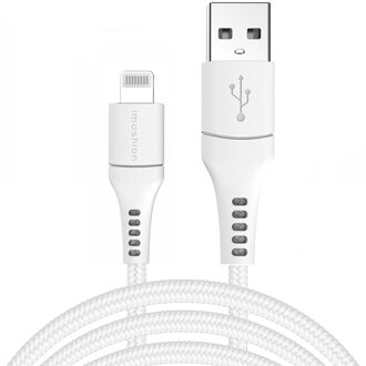 MFI Braided Lightning naar USB kabel - 3 meter - Wit