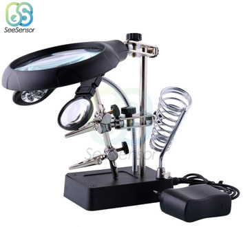 MG16129-C Soldering Stand Magnifying Glass Auxiliary Clamp Clip Magnifier Welding Rework Repair Solder Iron Holder with EU Plug
