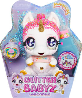 MGA Entertainment Glitter Babyz - eenhoornpop - Witte regenboog (Lunita Sky) Pop