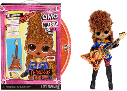 MGA Entertainment Lol surprise omg remix rock- ferocious en basgitaar - fashion doll 24cm Multikleur