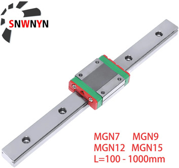 MGN12 MGN7 MGN15 MGN9 100 300 1000mm Miniature Linear Rail Slide 1pc MGN9 Linear Guide+1pc MGN9H Carriage Cnc 3D Printer Parts