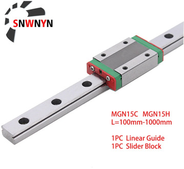 MGN15 100 350 400 450 500 600 800 1000mm Miniature Linear Rail Slide 1pc MGN Linear Guide+1pc MGN15C/MGN15H Carriage CNC Parts