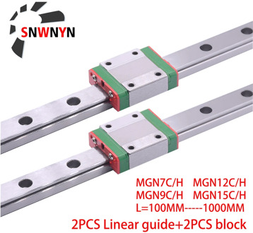 MGN9 MGN7 MGN12 MGN15 Miniature Linear Rail Slide 100-1000mm 2PCS MGN12 Linear Guide+2PCS MGN12H/MGN12C Carriage CNC 3D Printer