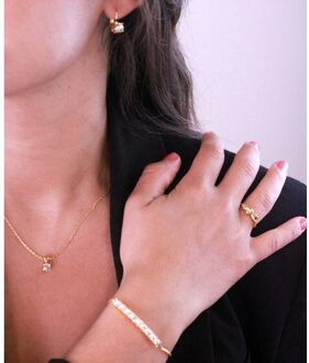 Mia Ronde Vernice Sets - Goud en Kristal - One Size