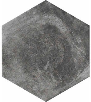 Miami Vloer- en wandtegel hexagon 24x28cm 10mm R10 porcellanato Pitch Black 1513585 Pitch Black Mat (Zwart)