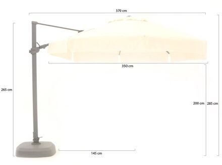 Miami zweefparasol ø 350cm - Laagste prijsgarantie! Wit