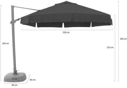 Miami zweefparasol ø 350cm - Laagste prijsgarantie! Zwart