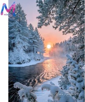 MIAODU 5D Verkoop Landschap Plein Vol Diamanten Borduurwerk Diamant Schilderij DIY Kruissteek Kits Handwerken Mozaïek Winter Patroon 30x40cm