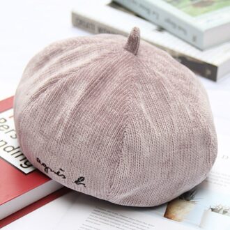 MIARA. L alfabet geborduurde chenille baret casual mode achthoekige hoed vrouwen veelzijdige pompoen hoed type4