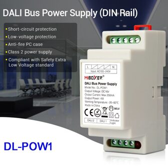 Miboxer 86 Touch Panel Dali 5 In 1 Led Controller Dali Bus Voeding Din Rail Dali Dimmen Systeem (DT8) voor Led Lampen DL-POW1