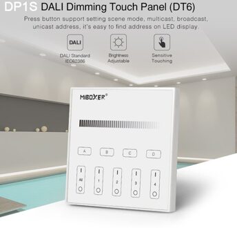 Miboxer 86 Touch Panel Dali 5 In 1 Led Controller Dali Bus Voeding Din Rail Dali Dimmen Systeem (DT8) voor Led Lampen DP1S