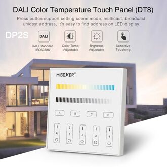 Miboxer 86 Touch Panel Dali 5 In 1 Led Controller Dali Bus Voeding Din Rail Dali Dimmen Systeem (DT8) voor Led Lampen DP2S