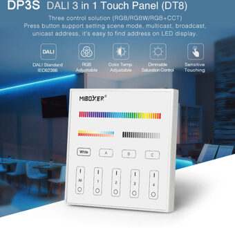 Miboxer Dali Dimmen Systeem (DT8) 86 Touch Panel Dali 5 In 1 Led Controller Dali Bus Voeding Din Rail Voor Led Lampen DP3S