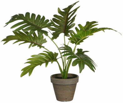 Mica Decoration kunstplant Philodendron - groen - H30 en D27 cm - Kamerplant - Kunstplanten