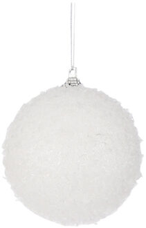 Mica Decorations 1x Witte sneeuw kerstballen/sneeuwballen 8 cm