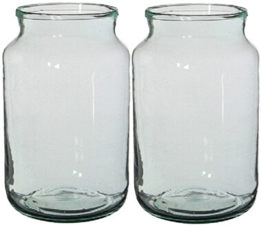 Mica Decorations 2x Bloemenvaas / cilindervaas van glas 30 x 18 cm - Vazen Transparant