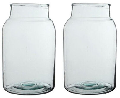 Mica Decorations 2x Bloemenvaas / cilindervaas van glas 35 x 21 cm - Vazen Transparant