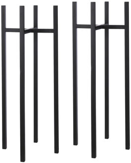 Mica Decorations 2x - bloempot plantenstandaard/verhoger - zwart - D37.5 x H95 cm