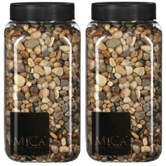 Mica Decorations 2x Decoratie/hobby steentjes bruin 650 ml - Home Deco - Woonaccessoires - Decoratie materialen