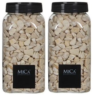 Mica Decorations 2x Decoratie/hobby steentjes creme 650 ml - Home Deco - Woonaccessoires - Decoratie materialen