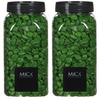 Mica Decorations 2x Decoratie/hobby steentjes gras groen 650 ml - Home Deco - Woonaccessoires - Decoratie materialen