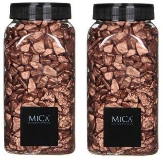 Mica Decorations 2x Decoratie/hobby steentjes koperbruin 650 ml - Home Deco - Woonaccessoires - Decoratie materialen