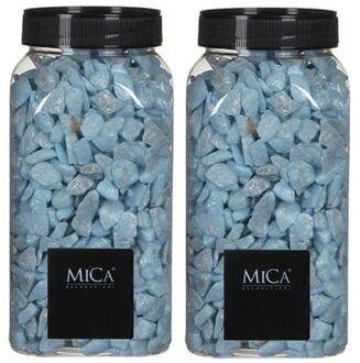 Mica Decorations 2x Decoratie/hobby steentjes licht blauw 650 ml - Home Deco - Woonaccessoires - Decoratie materialen