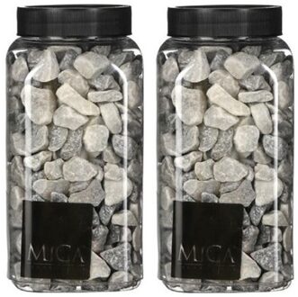 Mica Decorations 2x Decoratie/hobby steentjes licht grijs  650 ml - Home Deco - Woonaccessoires - Decoratie materialen